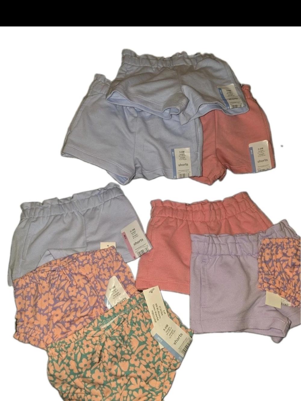 Wonder Nation Baby Girl Bloomer Shorts, Lot Of 9 , 3 0-3 Mths And 6 3-6 Mths